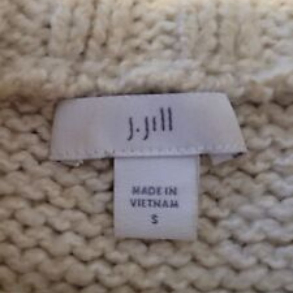J. Jill White Chunky Knit Oversized Sweater w/ Navy Stripes ~ Size S ~ NEW! - Picture 6 of 6